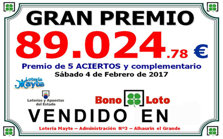 Premio de bonoloto tu buena suerte